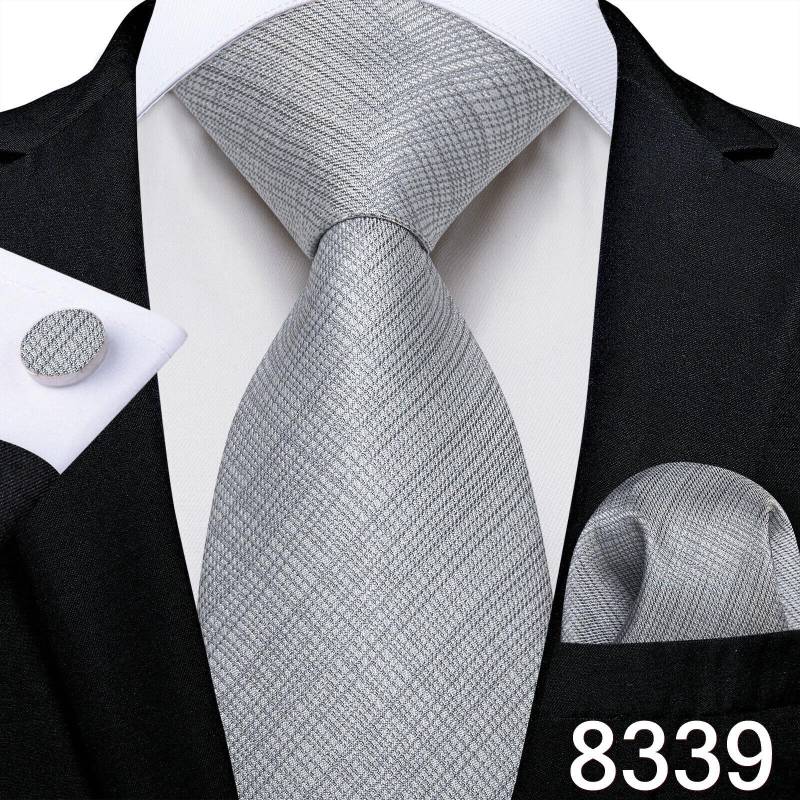 Mode-Krawatte für Herren, einfarbig, Hochzeitskrawatte, Seidenkrawatte, Taschentuch, Manschettenknöpfe für Business, Dibangu N-8339 von Joom DACH