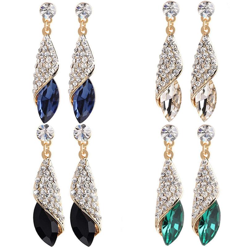 Mode Kristall Ohrring Damen Strass Wassertropfen Ohrringe Elegantes Schmuckstück Party Hochzeit Abendkleid Accessoires Funkelnde Hängeohrringe für Sie One Size von Joom DACH
