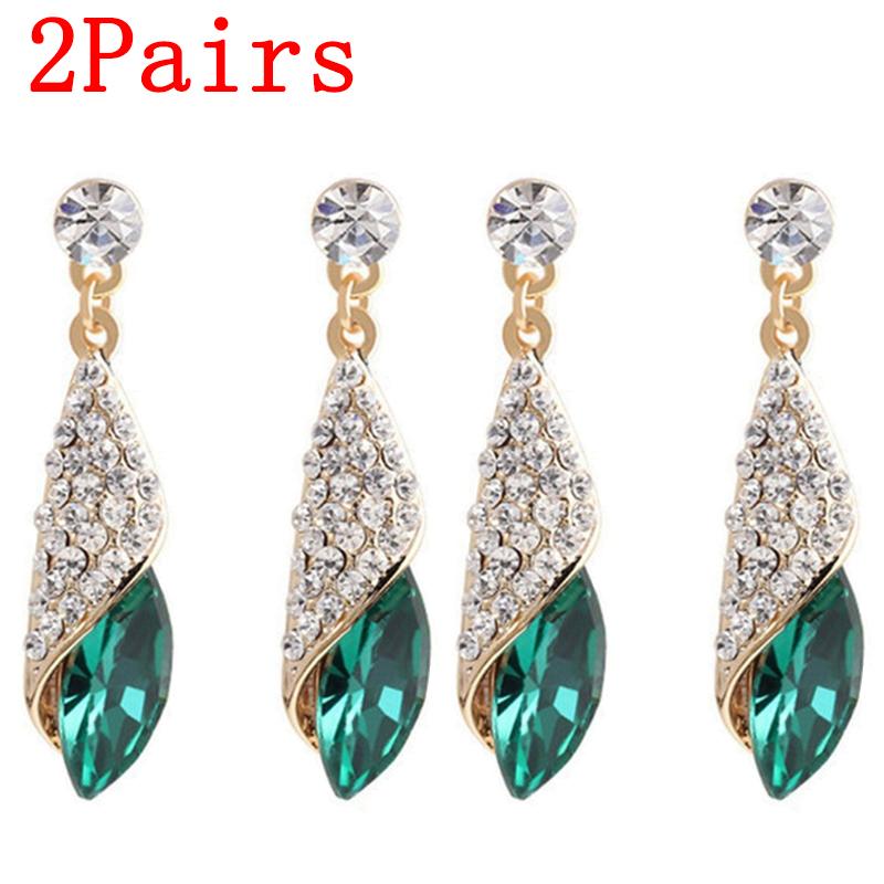 Mode Kristall Ohrring Damen Strass Wassertropfen Ohrringe Elegantes Schmuckstück Party Hochzeit Abendkleid Accessoires Funkelnde Hängeohrringe für Sie One Size von Joom DACH