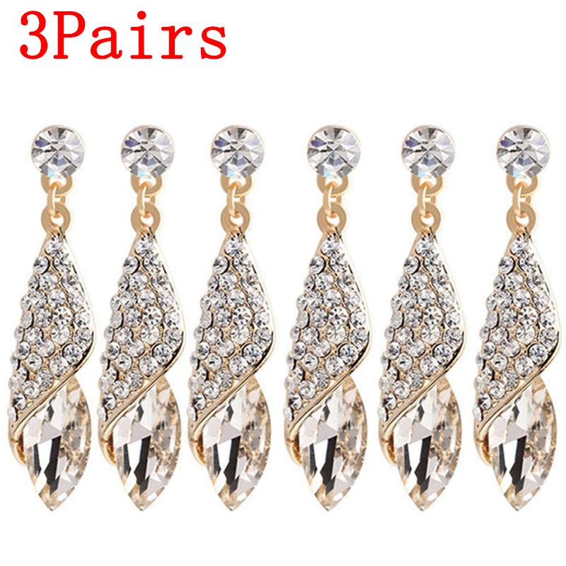 Mode Kristall Ohrring Damen Strass Wassertropfen Ohrringe Elegantes Schmuckstück Party Hochzeit Abendkleid Accessoires Funkelnde Hängeohrringe für Sie One Size von Joom DACH