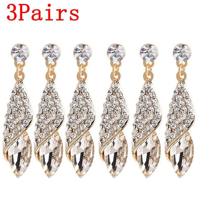 Mode Kristall Ohrring Damen Strass Wassertropfen Ohrringe Elegantes Schmuckstück Party Hochzeit Abendkleid Accessoires Funkelnde Hängeohrringe für Sie One Size von Joom DACH