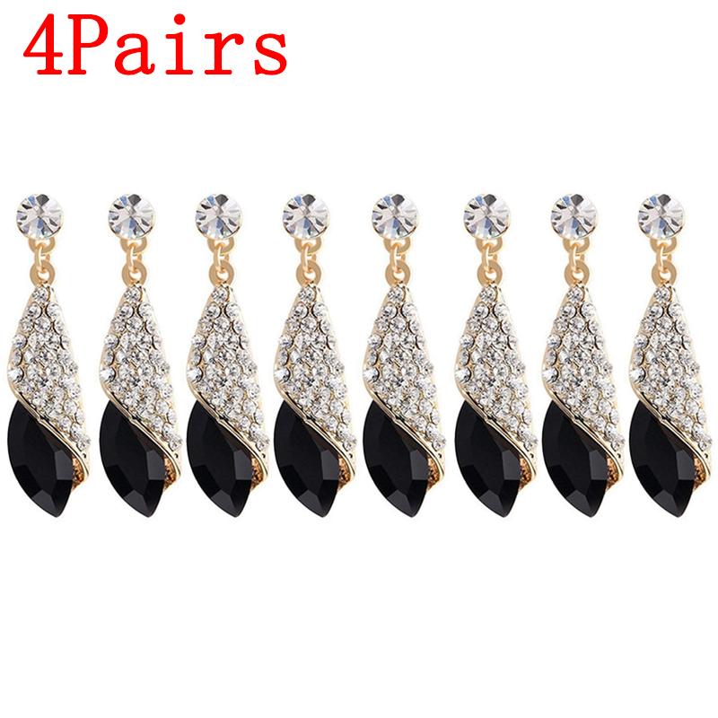 Mode Kristall Ohrring Damen Strass Wassertropfen Ohrringe Elegantes Schmuckstück Party Hochzeit Abendkleid Accessoires Funkelnde Hängeohrringe für Sie One Size von Joom DACH