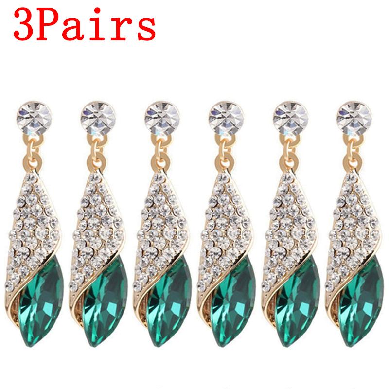 Mode Kristall Ohrring Damen Strass Wassertropfen Ohrringe Elegantes Schmuckstück Party Hochzeit Abendkleid Accessoires Funkelnde Hängeohrringe für Sie One Size von Joom DACH