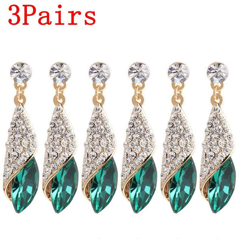 Mode Kristall Ohrring Damen Strass Wassertropfen Ohrringe Elegantes Schmuckstück Party Hochzeit Abendkleid Accessoires Funkelnde Hängeohrringe für Sie One Size von Joom DACH