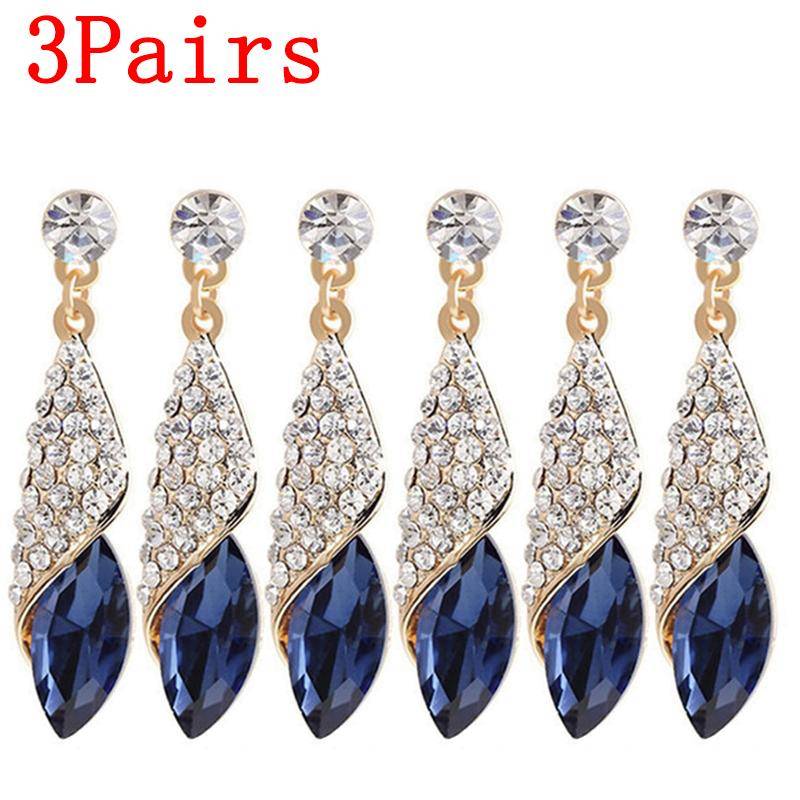Mode Kristall Ohrring Damen Strass Wassertropfen Ohrringe Elegantes Schmuckstück Party Hochzeit Abendkleid Accessoires Funkelnde Hängeohrringe für Sie One Size von Joom DACH