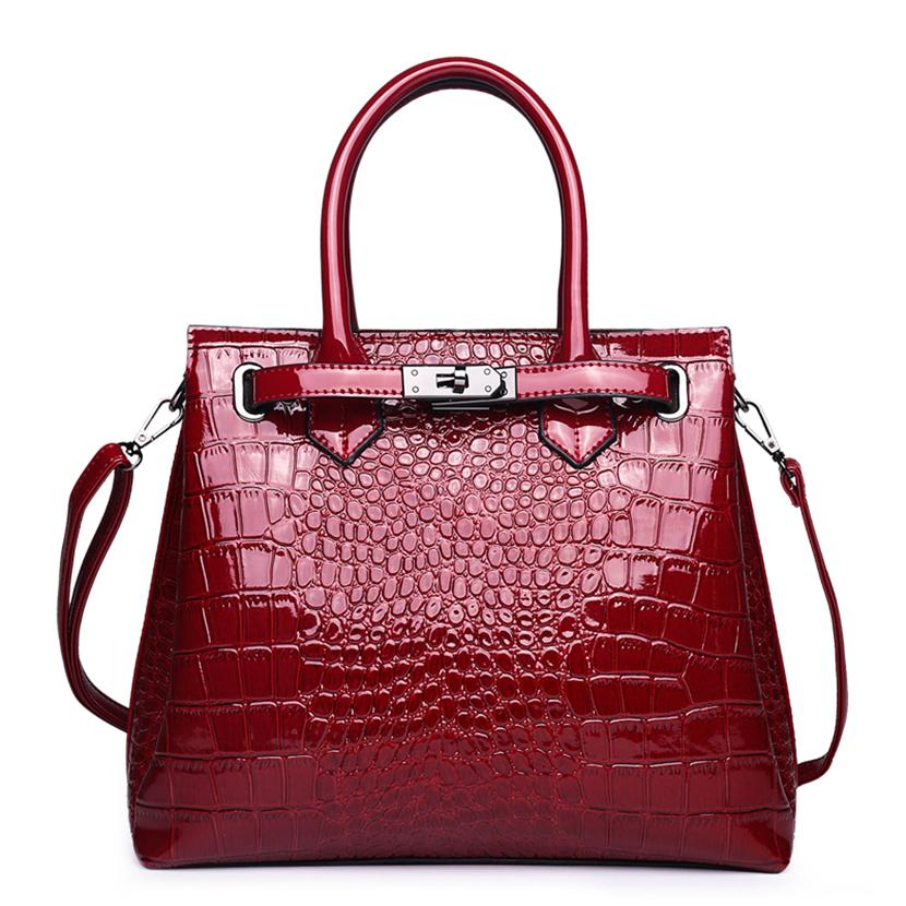Mode Krokodil Muster Frauen Handtaschen Luxus Frauen Taschen Designer Große Einkaufstasche Marke Leder Schulter Umhängetaschen für Frauen L30xW12xH25cm rot von Joom DACH