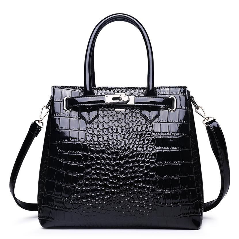 Mode Krokodil Muster Frauen Handtaschen Luxus Frauen Taschen Designer Große Einkaufstasche Marke Leder Schulter Umhängetaschen für Frauen L30xW12xH25cm schwarz von Joom DACH