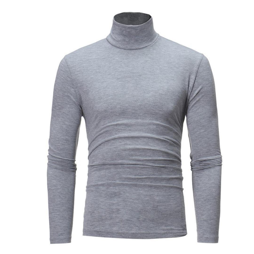 Mode Langarm Rollkragen Männer Pullover Weiche Einfarbig Dehnbare Gestrickte Hemd für Herbst Winter Top 2XL grau von Joom DACH