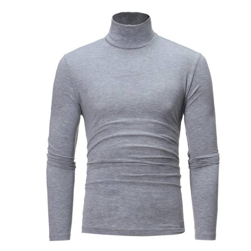 Mode Langarm Rollkragen Männer Pullover Weiche Einfarbig Dehnbare Gestrickte Hemd für Herbst Winter Top 2XL grau von Joom DACH