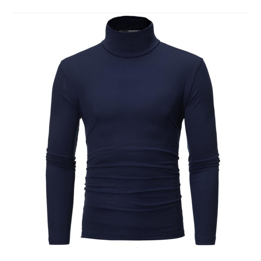 Mode Langarm Rollkragen Männer Pullover Weiche Einfarbig Dehnbare Gestrickte Hemd für Herbst Winter Top M navy blau von Joom DACH