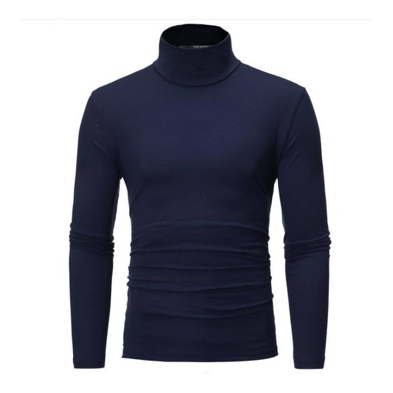 Mode Langarm Rollkragen Männer Pullover Weiche Einfarbig Dehnbare Gestrickte Hemd für Herbst Winter Top M navy blau von Joom DACH