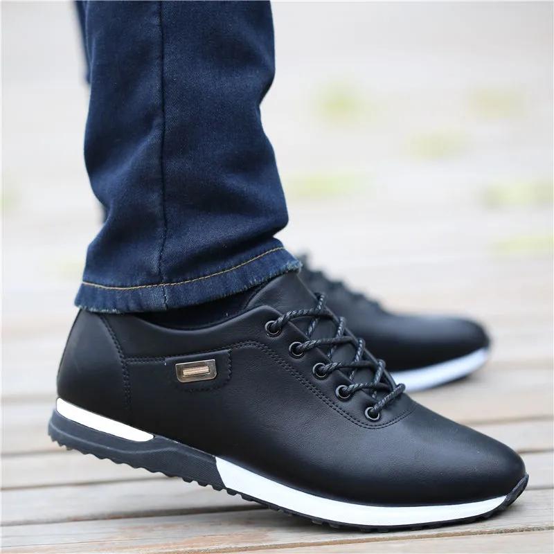 Mode Leder Business Outdoor Sportschuhe Weiche Unterseite Sneakers Männliche Wanderschuhe Flache Schuhe Zapatos Hombres Herren Freizeitschuh 42 von Joom DACH