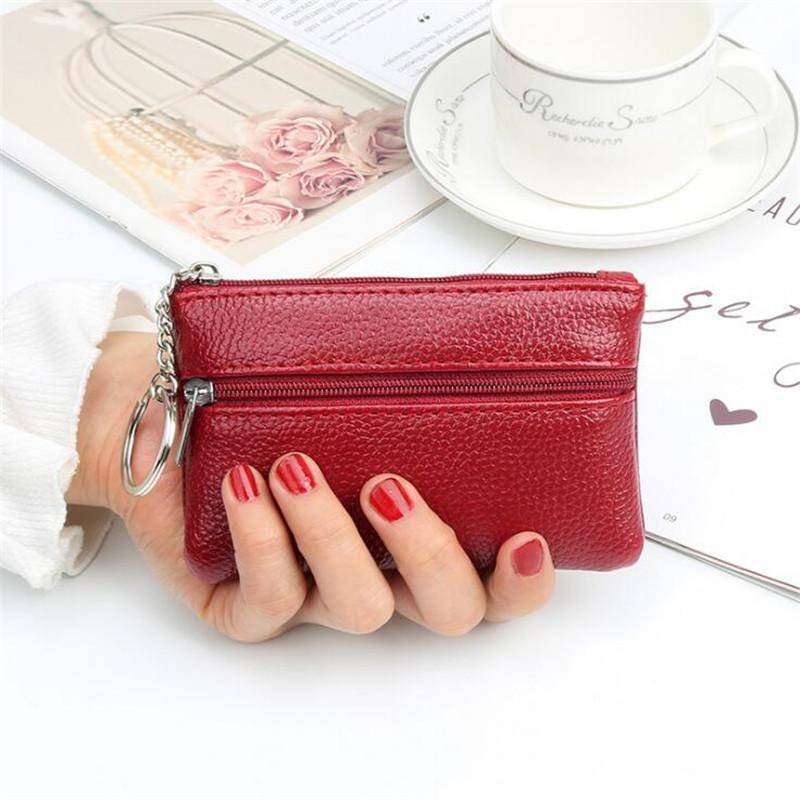 Mode Leder Geldbörse Frauen Kleine Brieftasche Geldbörsen Mini Reißverschluss Geldbeutel Kindertasche Geldbörsen Schlüsselhalter Clutch rot von Joom DACH