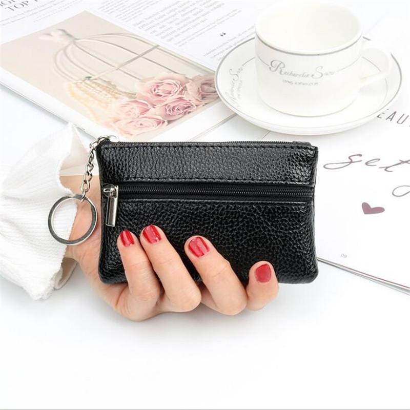 Mode Leder Geldbörse Frauen Kleine Brieftasche Geldbörsen Mini Reißverschluss Geldbeutel Kindertasche Geldbörsen Schlüsselhalter Clutch schwarz von Joom DACH