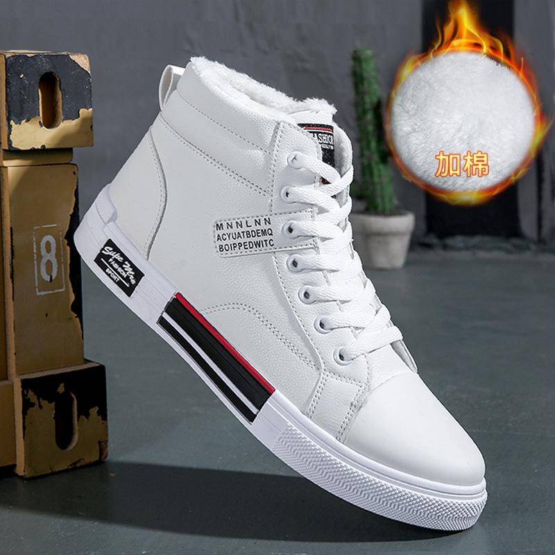 Mode Leder Männer Segeltuchschuhe Herbst High-Top Freizeitschuhe für Männer Rutschfeste Männliche Turnschuhe Flache Tenis Schuhe Zapatillas Hombre 40 von Joom DACH