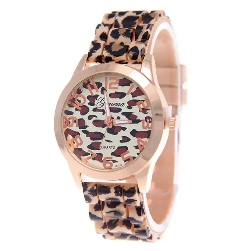 Mode Leopard Print Quarzuhr Frauen Silikon Sport Uhren Silikon Band Quarz Armbanduhren Damen Weibliche Uhr von Joom DACH