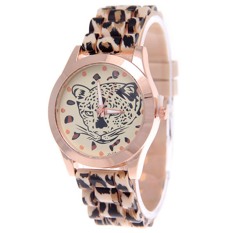 Mode Leopard Print Quarzuhr Frauen Silikon Sport Uhren Silikon Band Quarz Armbanduhren Damen Weibliche Uhr von Joom DACH