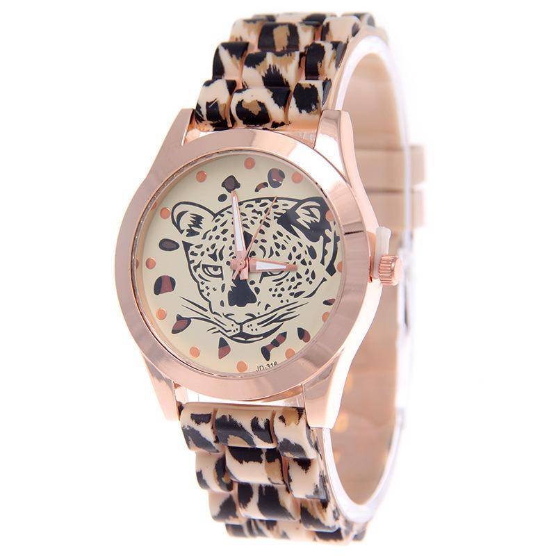 Mode Leopard Print Quarzuhr Frauen Silikon Sport Uhren Silikon Band Quarz Armbanduhren Damen Weibliche Uhr von Joom DACH