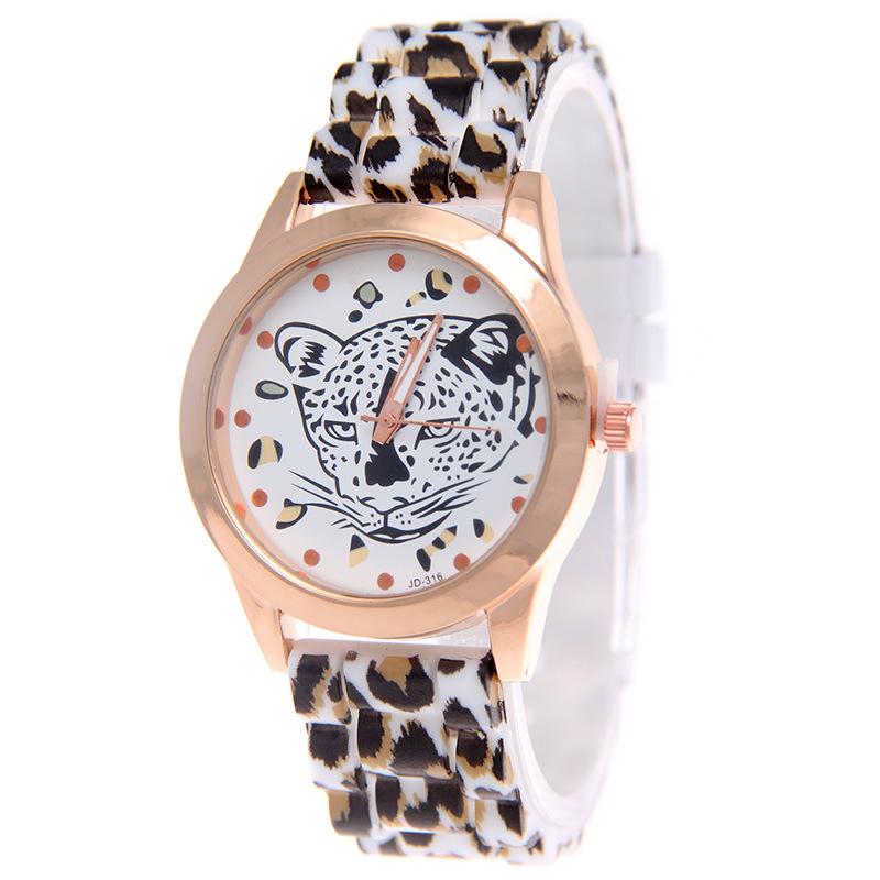 Mode Leopard Print Quarzuhr Frauen Silikon Sport Uhren Silikon Band Quarz Armbanduhren Damen Weibliche Uhr von Joom DACH