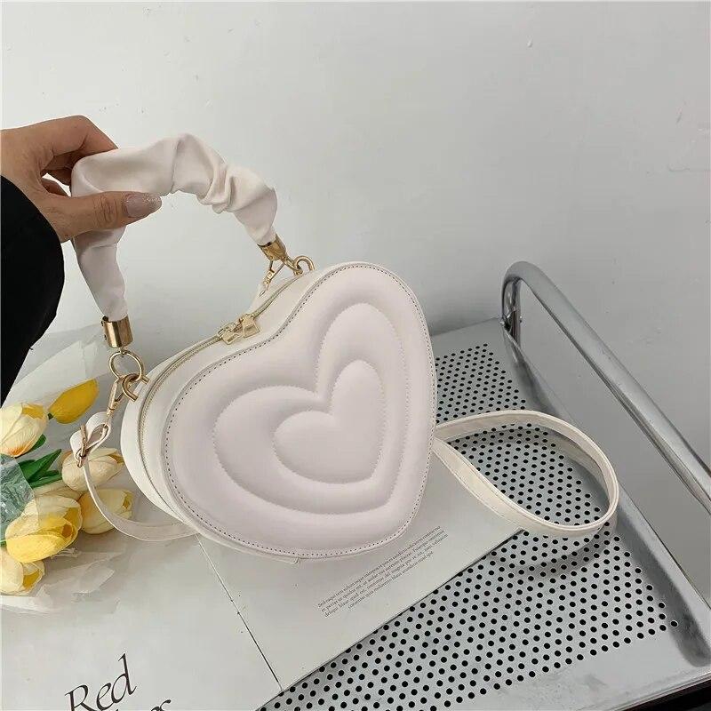 Mode Liebe Herz Form Schulter Tasche Kleine Handtaschen Designer Umhängetaschen Für Frauen Solide Pu Leder Top Griff Tasche weiß von Joom DACH