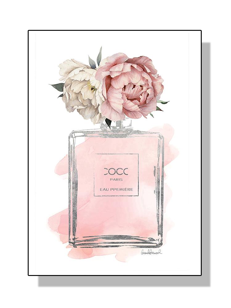 Mode Luxus Coco Parfüm Flasche Leinwand Malerei Nordic Blume Poster Drucken Wand Bild Moderne Mädchen Zimmer Dekor Quadro Cuadros 30x40cm No Frame von Joom DACH