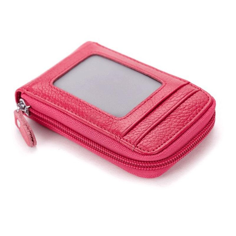 Mode Männer Frauen Mini Leder Brieftasche ID Kreditkarten Halter Geldbörse rose rot von Joom DACH