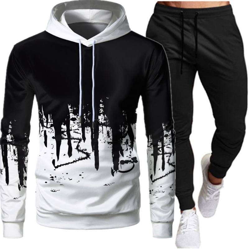 Mode Männer Frauen Sets Trainingsanzug Herbst Winter Neue männer Hoodies + Jogginghose Zwei Stück Anzug Mit Kapuze Casual Sets Männliche kleidung L grau von Joom DACH