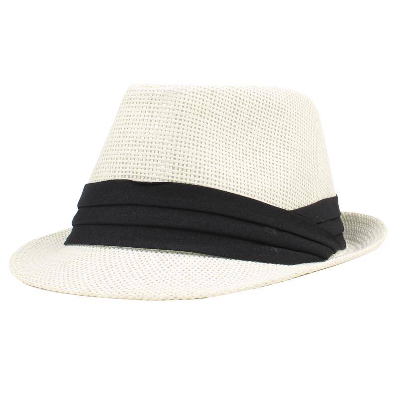 Mode Männer Frauen Stroh Hut Kontrast Band Fedora Lockige Krempe Unisex Panama Jazz Trilby Hut Kappe von Joom DACH
