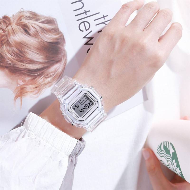 Mode Männer Frauen Uhren Transparent Digital Sport Liebhaber Geschenk Kinder kinder Armbanduhr Weibliche Uhr Spezifikation One Size weiß von Joom DACH