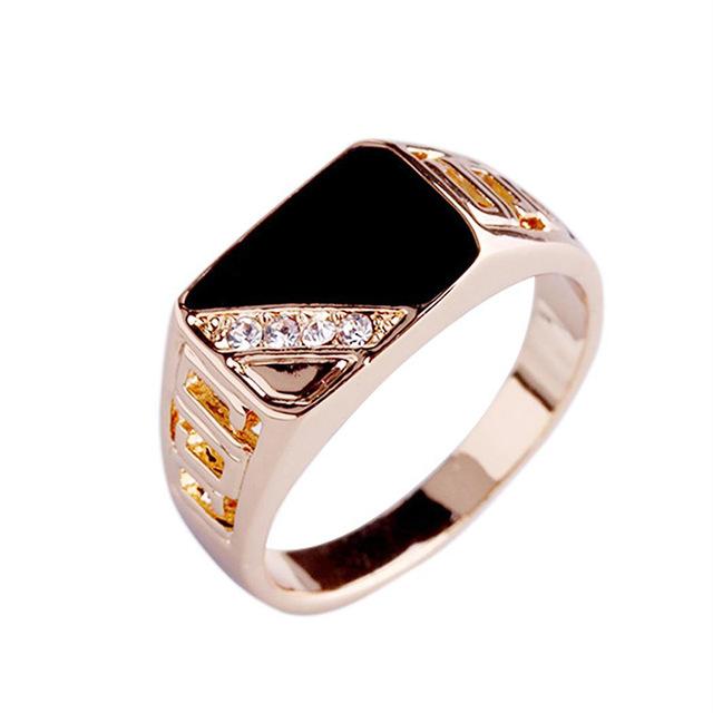 Mode Männlichen Schmuck Klassische Gold Farbe Strass Hochzeit Ring Schwarz Emaille Ringe Für Männer Weihnachten Party Geschenk 10 von Joom DACH