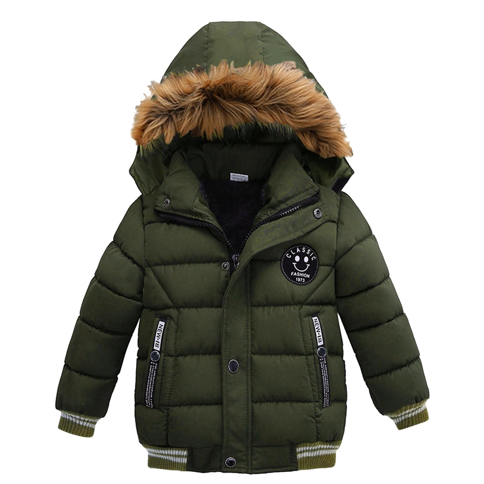 Mode Mantel Kinder Winter Jacke Mantel Jungen Jacke Warme Kapuze Kinder Kleidung 130 khaki von Joom DACH