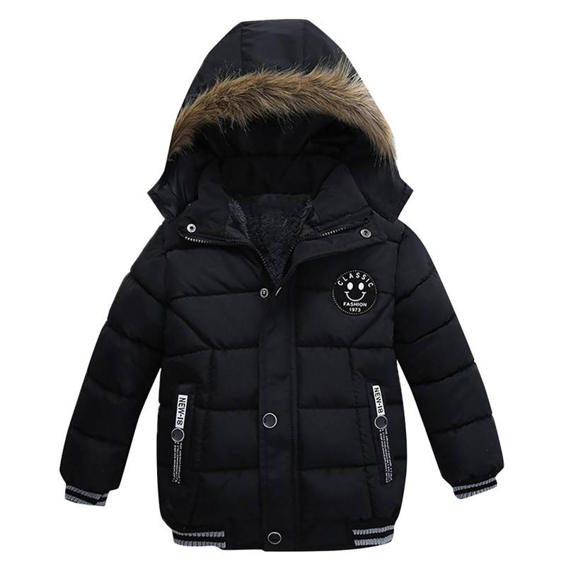 Mode Mantel Kinder Winter Jacke Mantel Jungen Jacke Warme Kapuze Kinder Kleidung 130 schwarz von Joom DACH