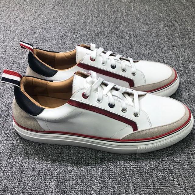 Mode Marke Tb Echtes Leder Shose Männer Kuh Leder Sneakers Patchwork Lace Up Frühling Herbst Täglich Weiß Casual Schuhe 40 weiß von Joom DACH