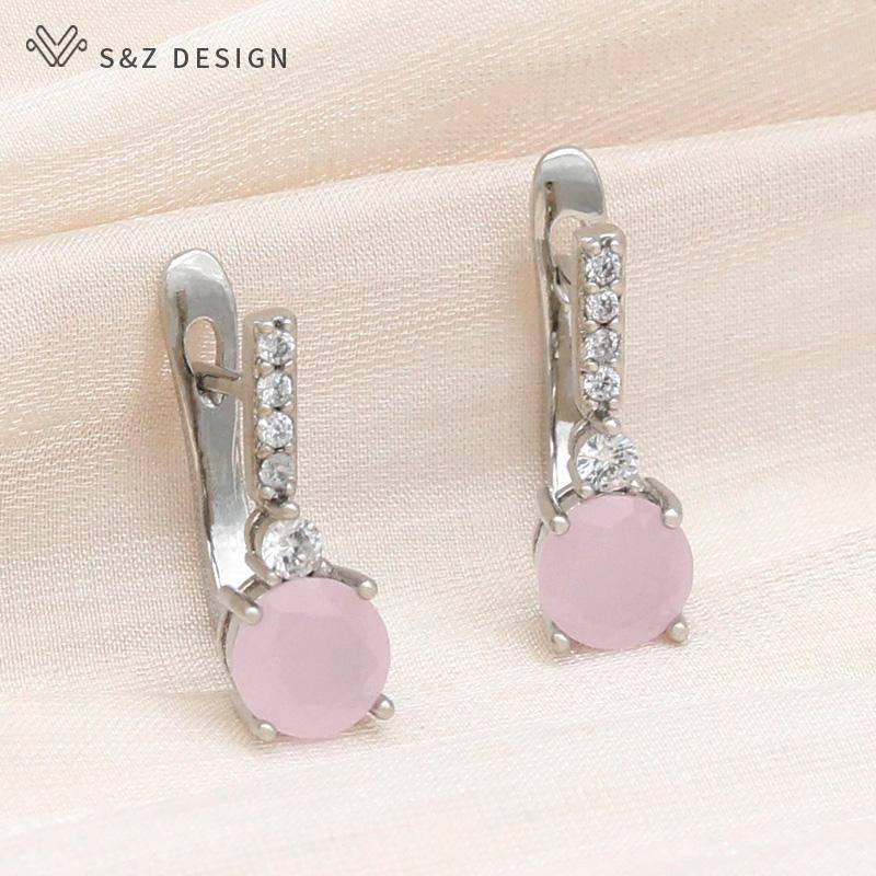 Mode Micro Inlay Zirkonia Tropfen Ohrringe Rose Gold Farbe Runde Kristall Eardrop Für Frauen Hochzeit Schmuck von Joom DACH