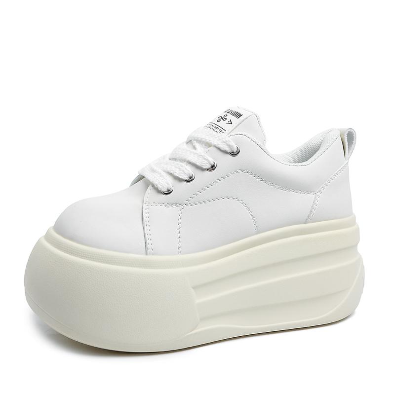 Mode Mikrofaserleder Sneaker Damen Herbst Vulkanisierte Schuhe 10CM Keilabsatz Skateboard High Platform Casual Sport Dad Shoes 36 beige von Joom DACH