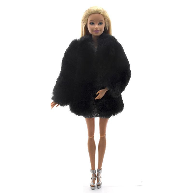 Mode Mini Puppen Flauschige Kleidung Pelzigen Mantel Nette Puppen Kleidung Kinder Kleid Up Spielzeug Mädchen Geschenke 1Pc schwarz von Joom DACH