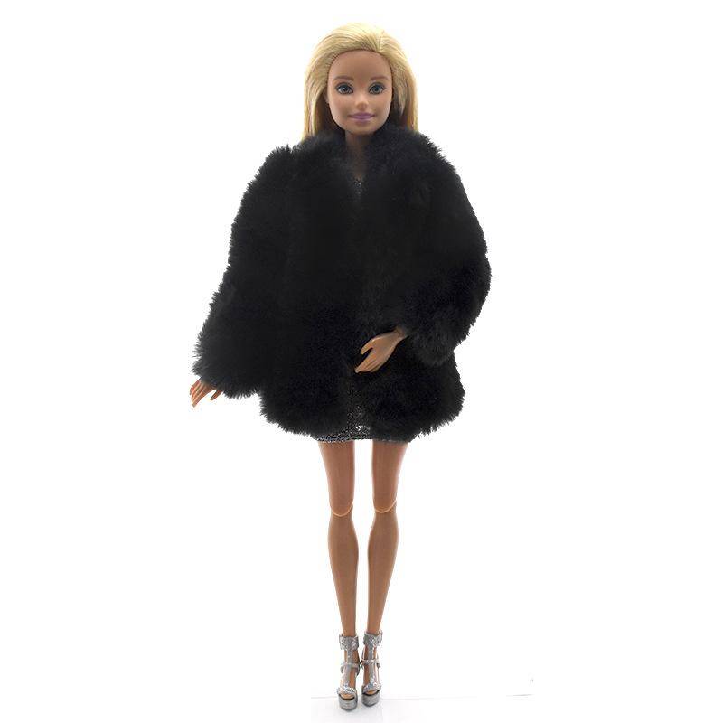 Mode Mini Puppen Flauschige Kleidung Pelzigen Mantel Nette Puppen Kleidung Kinder Kleid Up Spielzeug Mädchen Geschenke 1Pc schwarz von Joom DACH