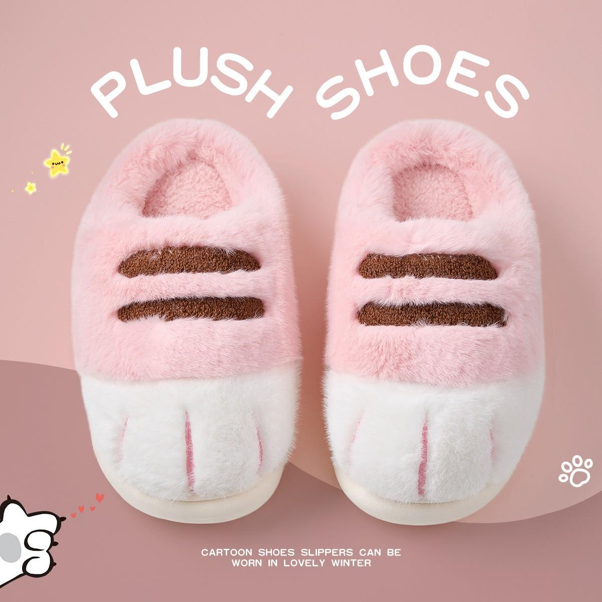 Mode Neu Pelzige Katzenpfoten Hausschuhe für Damen Neuheit Kätzchen Füße Pantoletten Schuhe Flauschige Kätzchen Hausschuhe für Zuhause Damen Kawaii Anime Krallen Hausschuhe 40-41 von Joom DACH