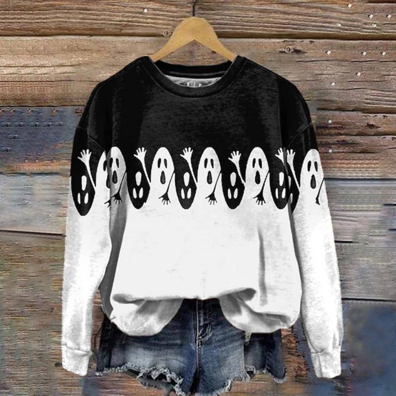 Mode Neue Damen Langarm Exquisite 3D Halloween Hexe Print Langarm Sweatshirt Frühling Und Herbst Klassische Kleidung 8XL von Joom DACH