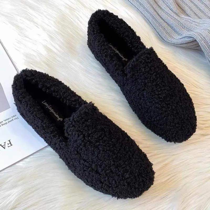Mode Neue Damen Pelz Ballerinas Herbst Warm halten Plüsch Flach Slipper Freizeitschuhe für Damen Slipper Outdoor Damen Laufschuhe 39 schwarz von Joom DACH