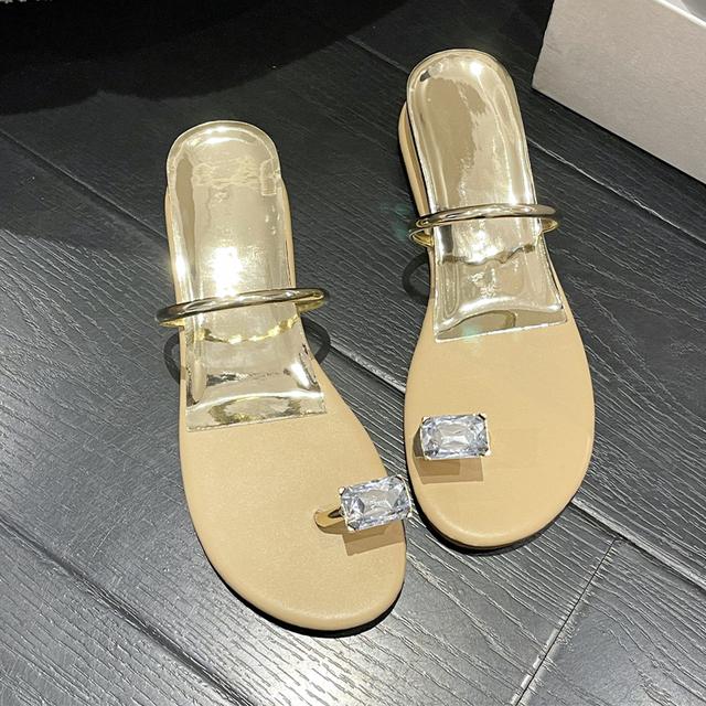 Mode Neue Frauen Wohnungen Hausschuhe Kristall Kausalen Sandalen Frühling Sommer Neue Schuhe Damen Clip -Toe Flip -Flops Frauen Rutschen 37 von Joom DACH