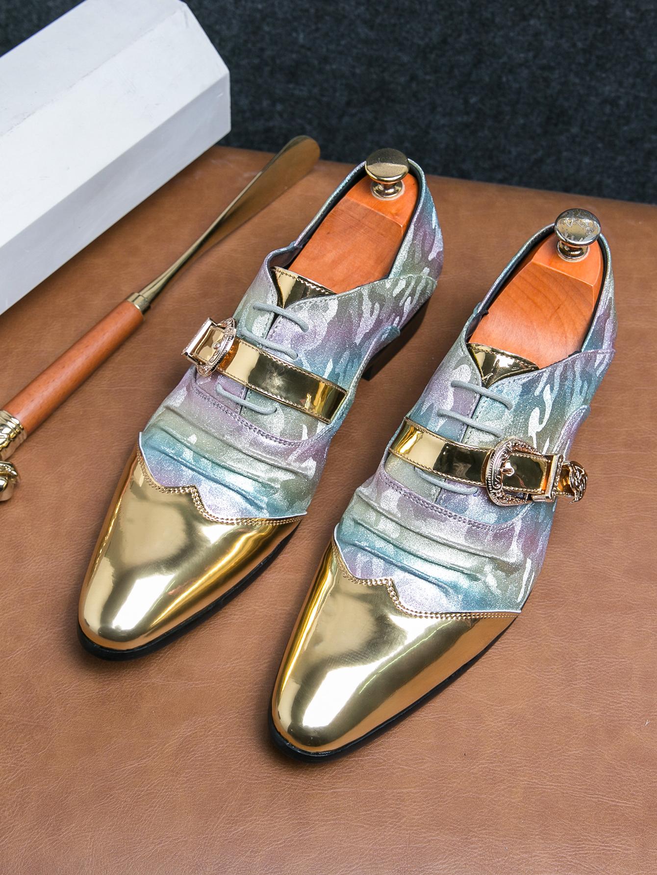 Mode Neue Herren Spitz Gold Patchwork Loafer Lackleder Freizeitschuhe Männlich Formell Hochzeitskleid Homecoming Zapatos Hombre 46 von Joom DACH