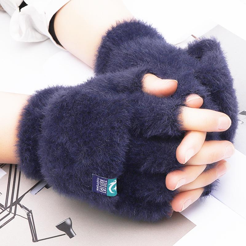 Mode Neue Warme Handschuhe mit Finger Kappen für Mädchen Herbst Winter Outdoor Anti Kälte Handschuhe für Männer Frauen Plüsch handschuhe für Studenten blau von Joom DACH