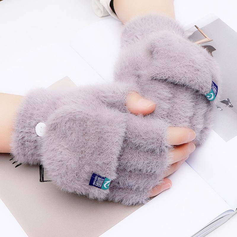 Mode Neue Warme Handschuhe mit Finger Kappen für Mädchen Herbst Winter Outdoor Anti Kälte Handschuhe für Männer Frauen Plüsch handschuhe für Studenten grau von Joom DACH