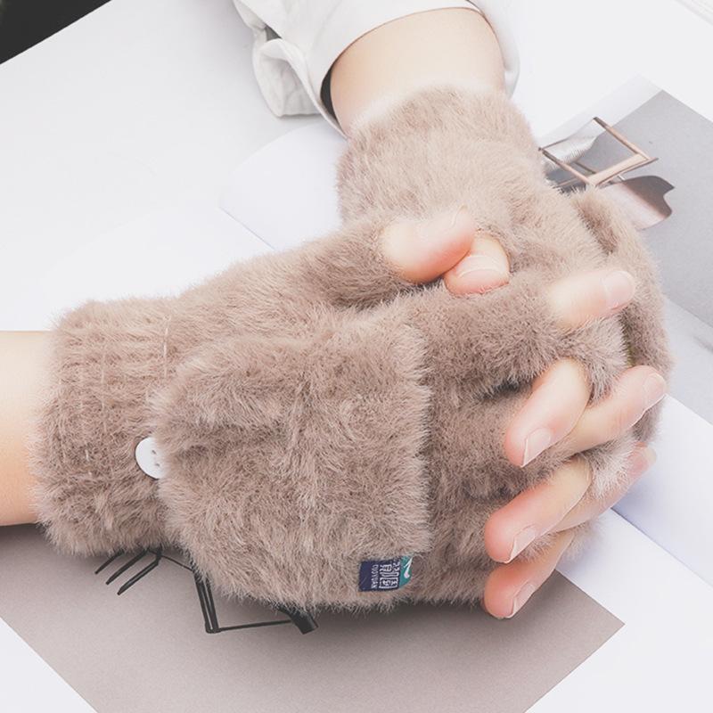 Mode Neue Warme Handschuhe mit Finger Kappen für Mädchen Herbst Winter Outdoor Anti Kälte Handschuhe für Männer Frauen Plüsch handschuhe für Studenten khaki von Joom DACH