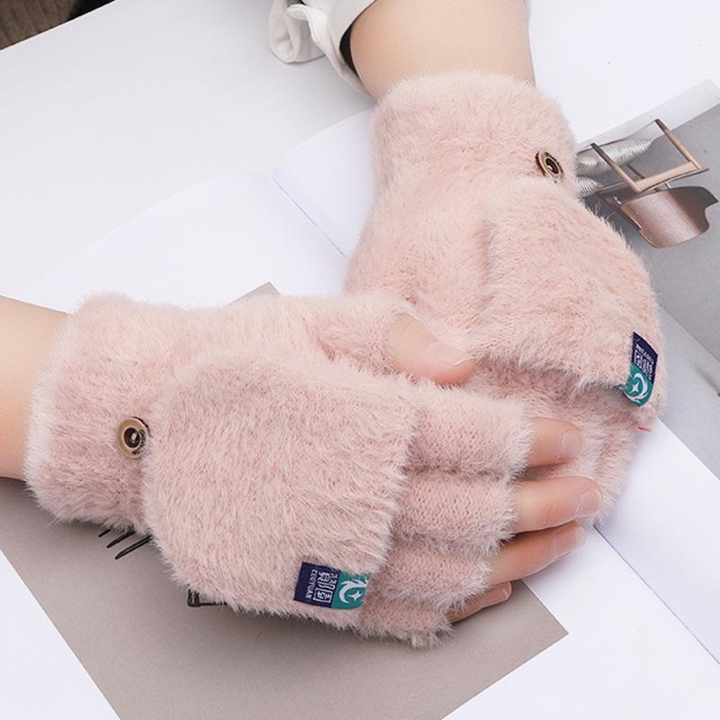 Mode Neue Warme Handschuhe mit Finger Kappen für Mädchen Herbst Winter Outdoor Anti Kälte Handschuhe für Männer Frauen Plüsch handschuhe für Studenten rosa von Joom DACH
