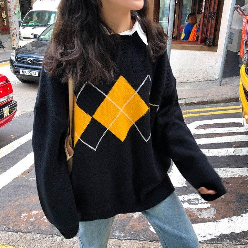 Mode Oversize Pullover Pullover Herbst Winter Lose Ebene Gestrickte Pullover Frauen Vintage Frauen Jumper Sueter Mujer 16691 One Size schwarz Mode Oversize Pullover Pullover Herbst Winter Lose Ebene Gestrickte Pullover Frauen Vintage Frauen Jumper Sueter Mujer 16691 One Size schwarz von Joom DACH