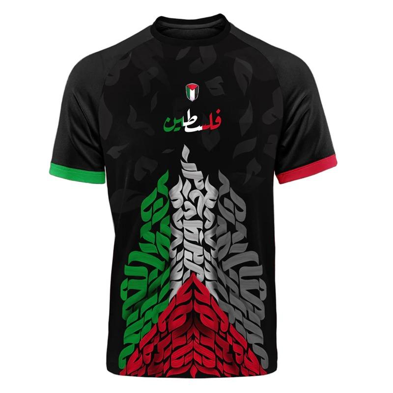 Mode Palästina Flagge Fußball T-Shirts Sommer Casual 3D gedruckt Herren Sport Jersey Lose O Hals Schnell trocknend Atmungsaktive T-Shirts Tops M von Joom DACH