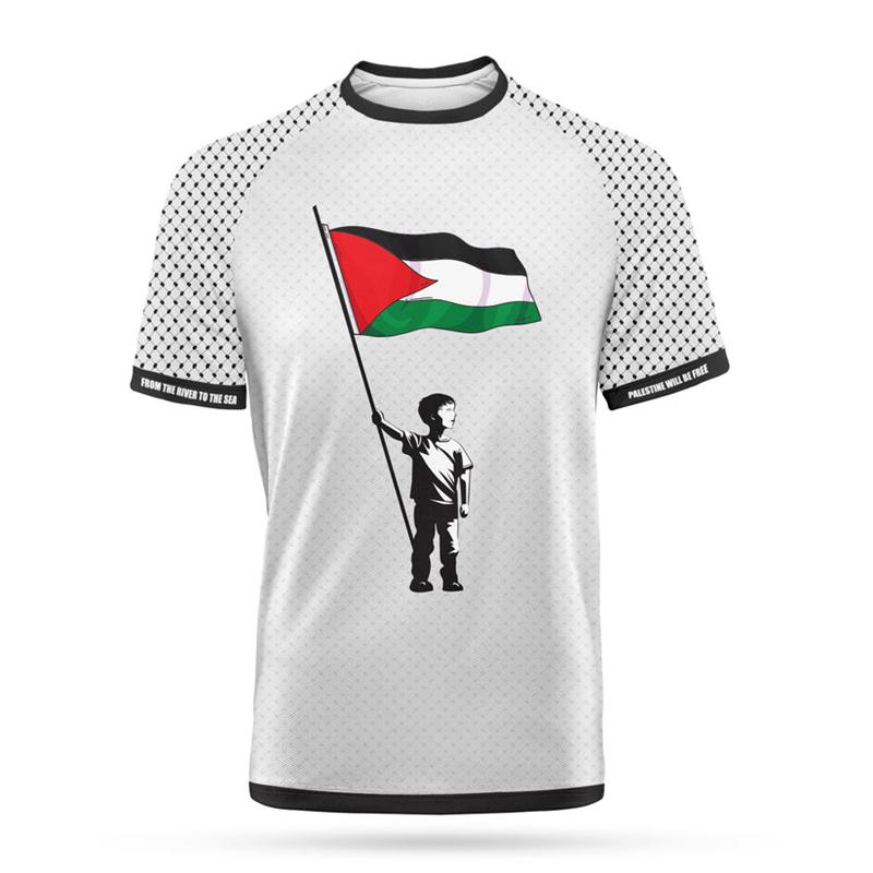 Mode Palästina Flagge Fußball T-Shirts Sommer Freizeit 3D Gedruckt Herren Sporttrikot Locker O-Ausschnitt Atmungsaktive Tees Tops L von Joom DACH