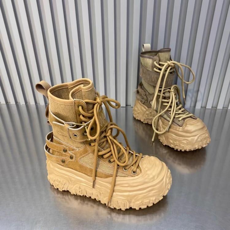 Mode Plattform Frauen Wohnungen Stiefeletten Lace-up Sport Schuhe 2024 Trend Marke Herbst Neue Nicht Slip Turnschuhe Motorrad Stiefel schnee Stiefel 40 von Joom DACH